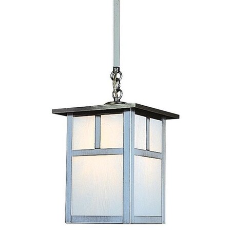 Arroyo Craftsman 10" Mission Stem Hung Pendant Without Overlay (Empty), Black, White Opalescent Glass MSH-10EWO-BK